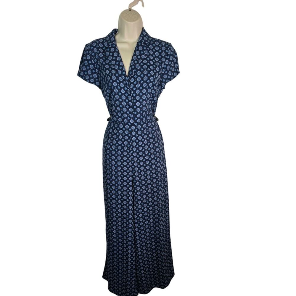 Leith Jumpsuit size small Navy Blue Medallion wide leg - Picture 1 of 9